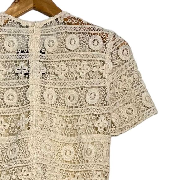 See by Chloe‎ Ecru Crochet Lace Mini Dress Short Sleeves Size 2 NEW - Picture 10 of 12